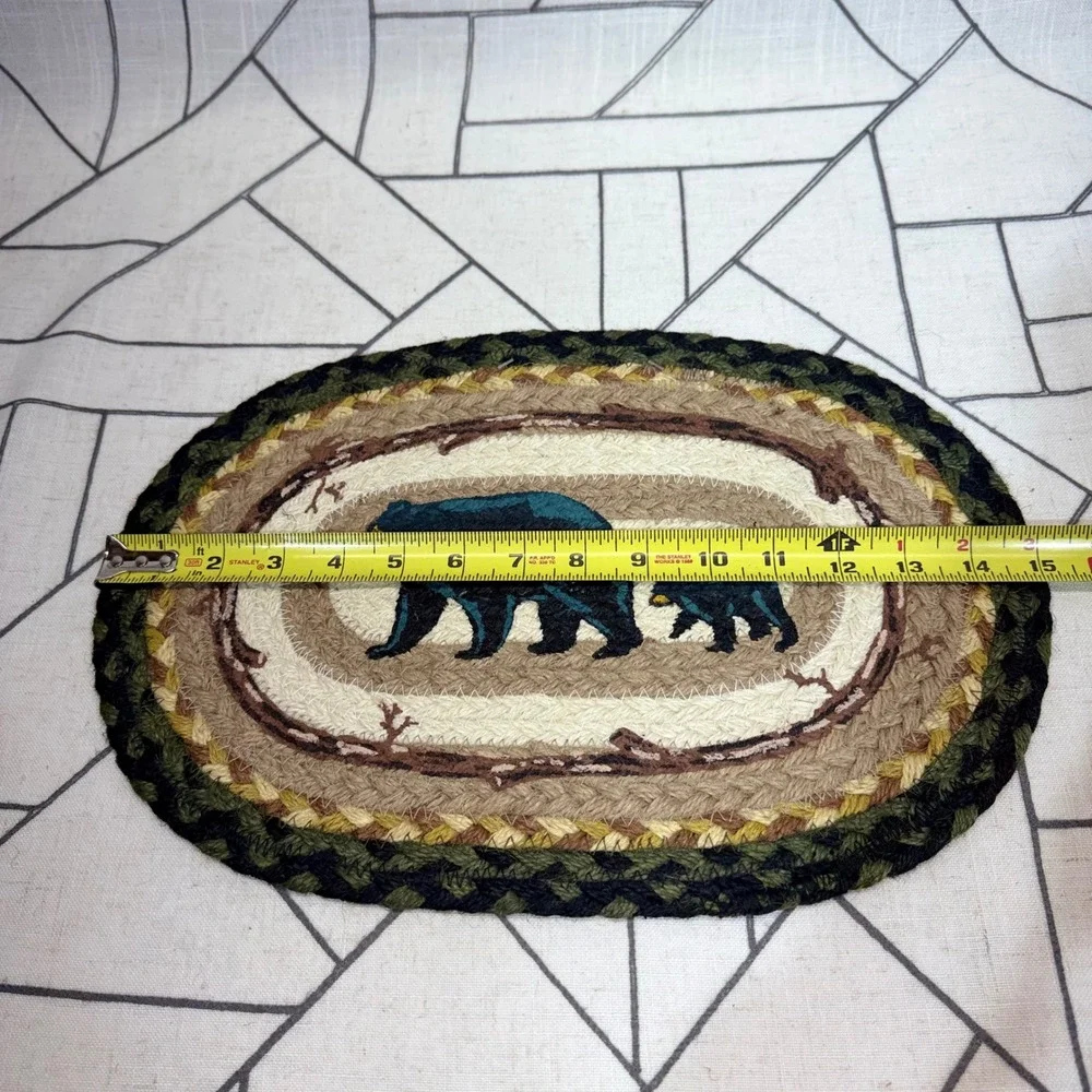 Capitol Earth Rugs Oval Jute Mat 10x15 Multicolor Mama & Baby Bear Jan Harless